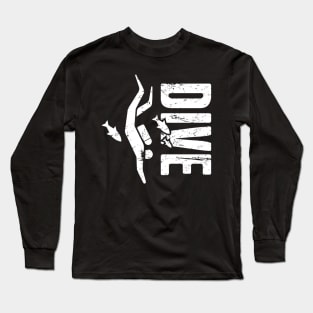 DIVE | Distressed Scuba Diving Design Long Sleeve T-Shirt